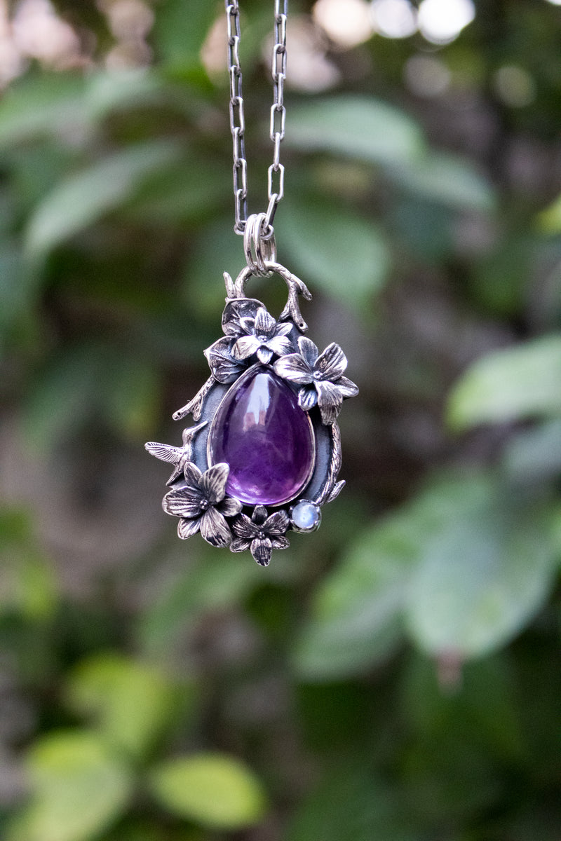 Violet Glow — Amethyst & Moonstone Pendant, AP- 7774
