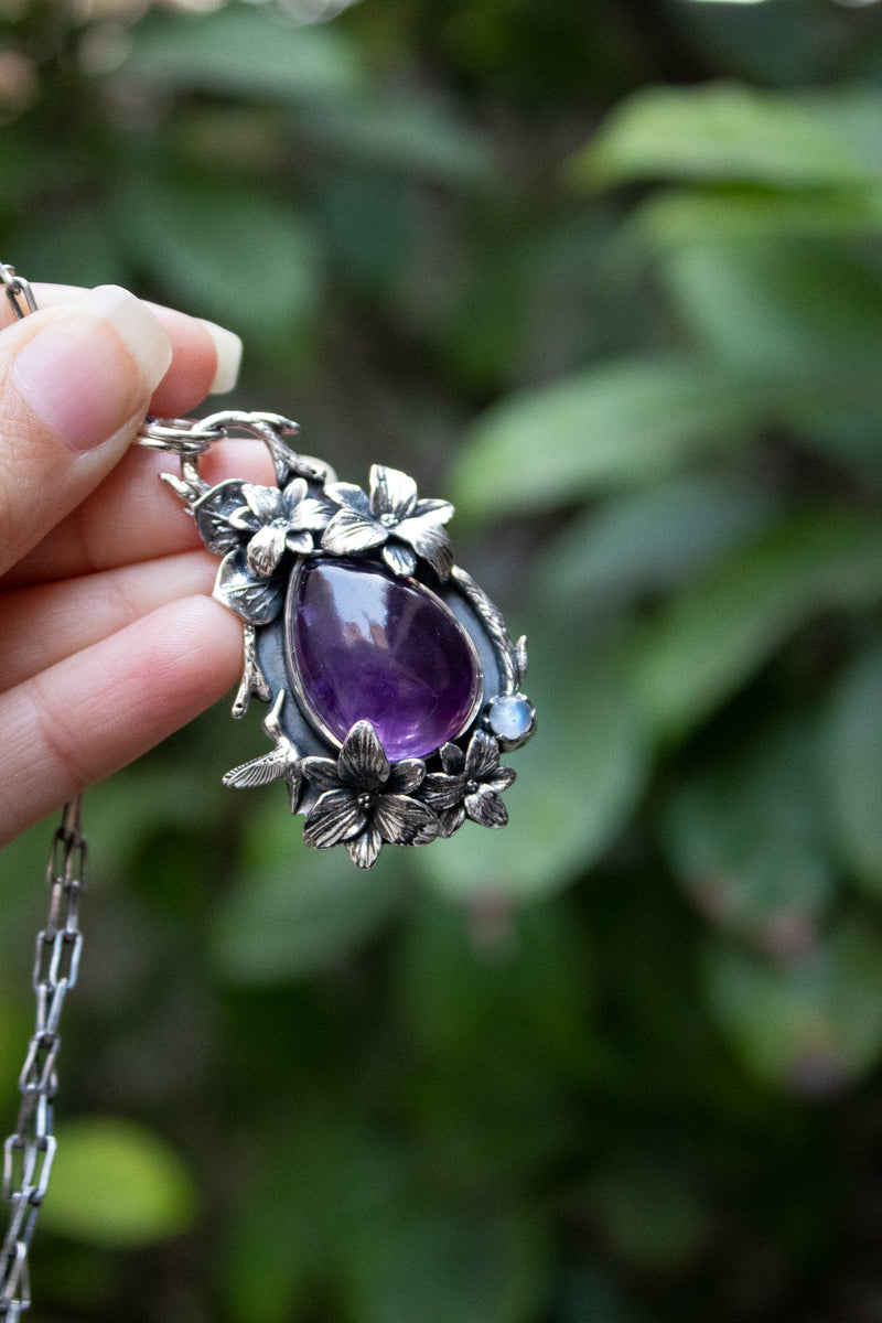 Violet Glow — Amethyst & Moonstone Pendant, AP- 7774