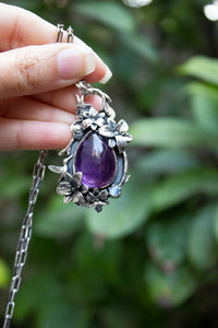 Violet Glow — Amethyst & Moonstone Pendant, AP- 7774