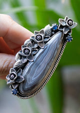 Botswana Beauty: Sterling Silver Ring with Daffodils and Kyanite AR-6935