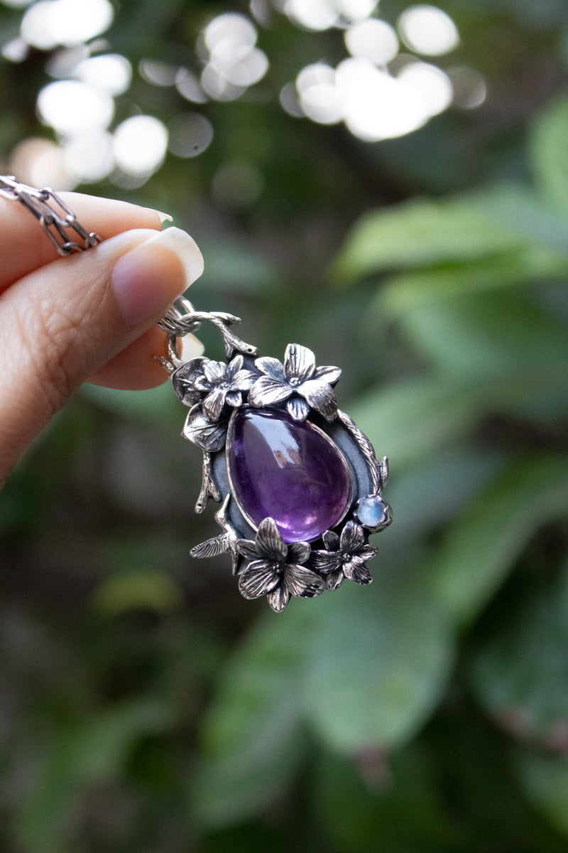 Violet Glow — Amethyst & Moonstone Pendant, AP- 7774