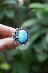 Sea Breeze — Larimar & Moonstone Ring, AR- 7777