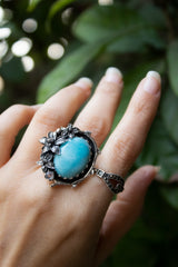 Sea Breeze — Larimar & Moonstone Ring, AR- 7777