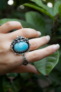Sea Breeze — Larimar & Moonstone Ring, AR- 7777