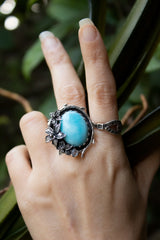 Sea Breeze — Larimar & Moonstone Ring, AR- 7777