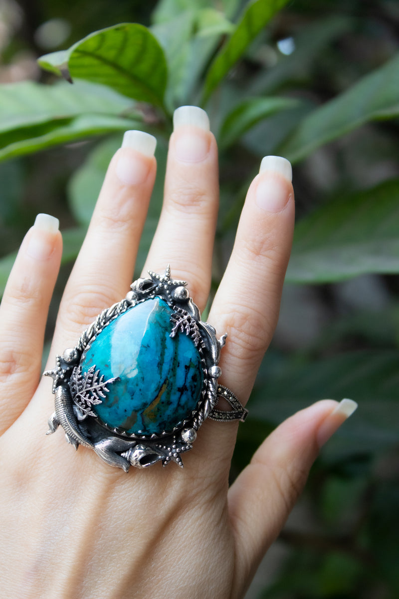 Tidebound Reverie Ring: Blue Opal, AR-7802