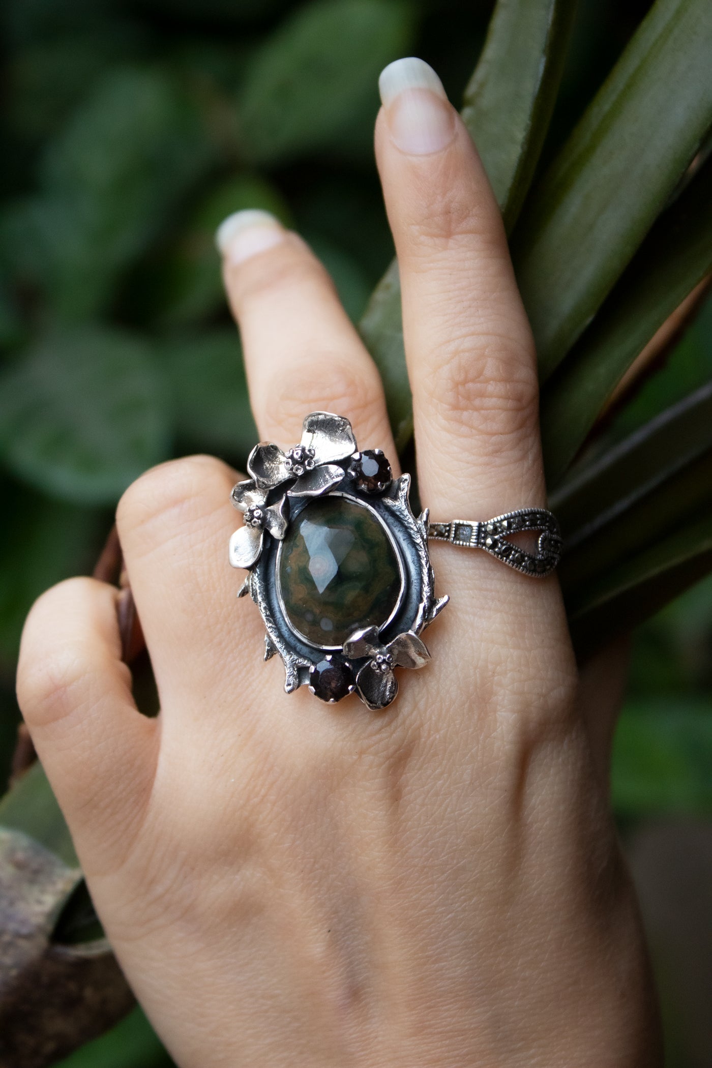 Earthly Bloom: Jasper Ring AR-7343