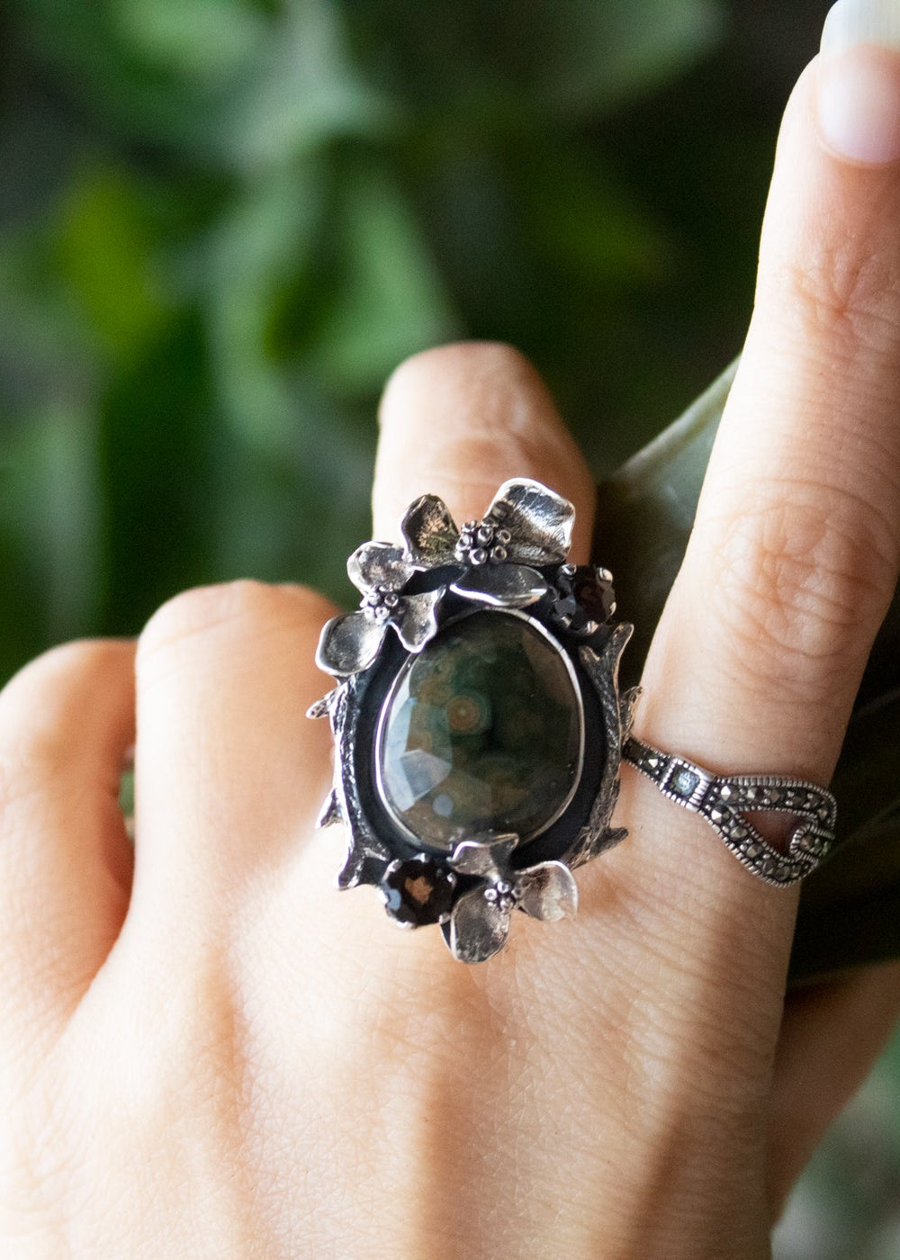 Earthly Bloom: Jasper Ring AR-7343