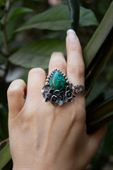 Emerald Harmony — Azurite Malachite & Moonstone Ring, AR- 7780