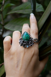 Emerald Harmony — Azurite Malachite & Moonstone Ring, AR- 7780