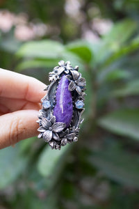 Mystic Harmony — Charoite & Moonstone Ring, AR- 7784