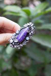 Mystic Harmony — Charoite & Moonstone Ring, AR- 7784