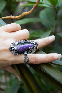 Mystic Harmony — Charoite & Moonstone Ring, AR- 7784
