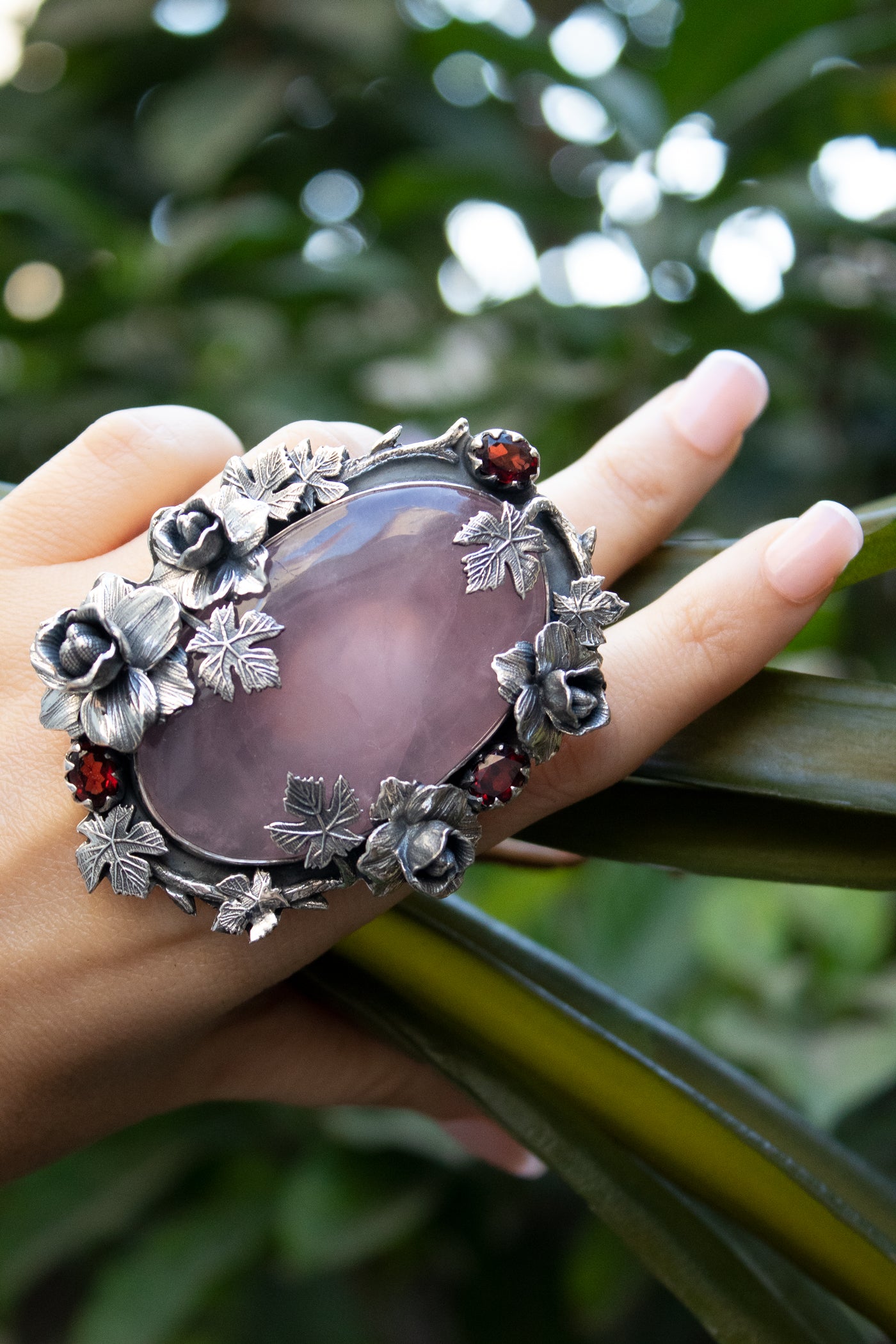 Blossoming Grace – Rose Quartz Ring, AR-7351