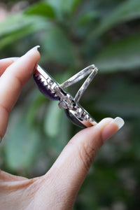 Aurora Mist — Labradorite & Amethyst Ring, AR- 7787