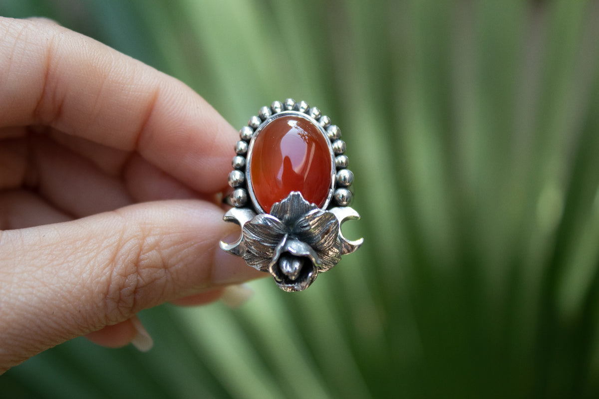 Natural Carnelian Gemstone Ring, AR-7021