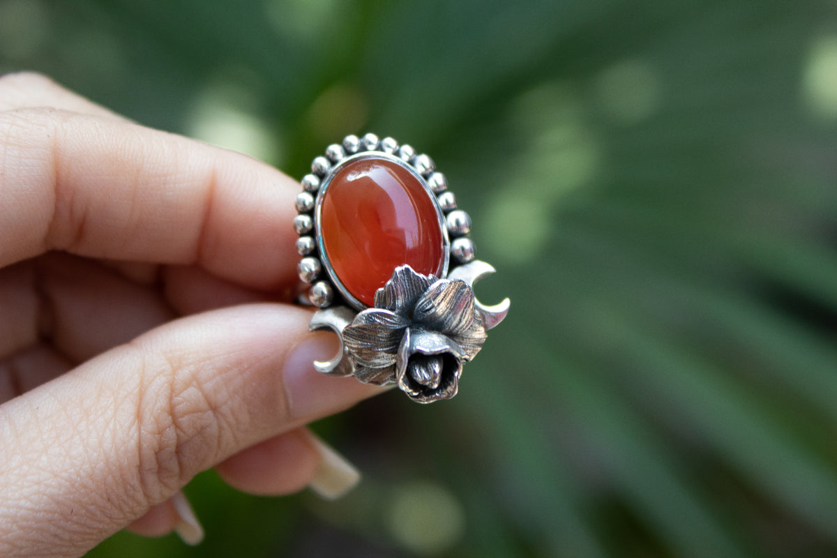 Natural Carnelian Gemstone Ring, AR-7021