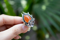 Floral Essence: Dainty Carnelian Gemstone Ring, AR-7023