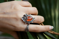 Floral Essence: Dainty Carnelian Gemstone Ring, AR-7023