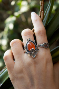 Floral Essence: Dainty Carnelian Gemstone Ring, AR-7023