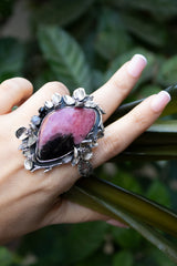 Bague en rhodonite, bague en argent sterling rhodonite, bague en pierre de rhodonite naturelle, bijoux en rhodonite faits à la main AR-1238