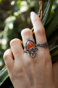Floral Essence: Dainty Carnelian Gemstone Ring, AR-7023