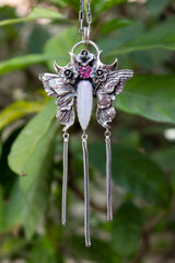 Ethereal Flutter: Opal & Pink Tourmaline Pendant, AP-7806