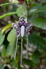 Ethereal Flutter: Opal & Pink Tourmaline Pendant, AP-7806