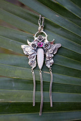 Ethereal Flutter: Opal & Pink Tourmaline Pendant, AP-7806