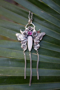 Ethereal Flutter: Opal & Pink Tourmaline Pendant, AP-7806