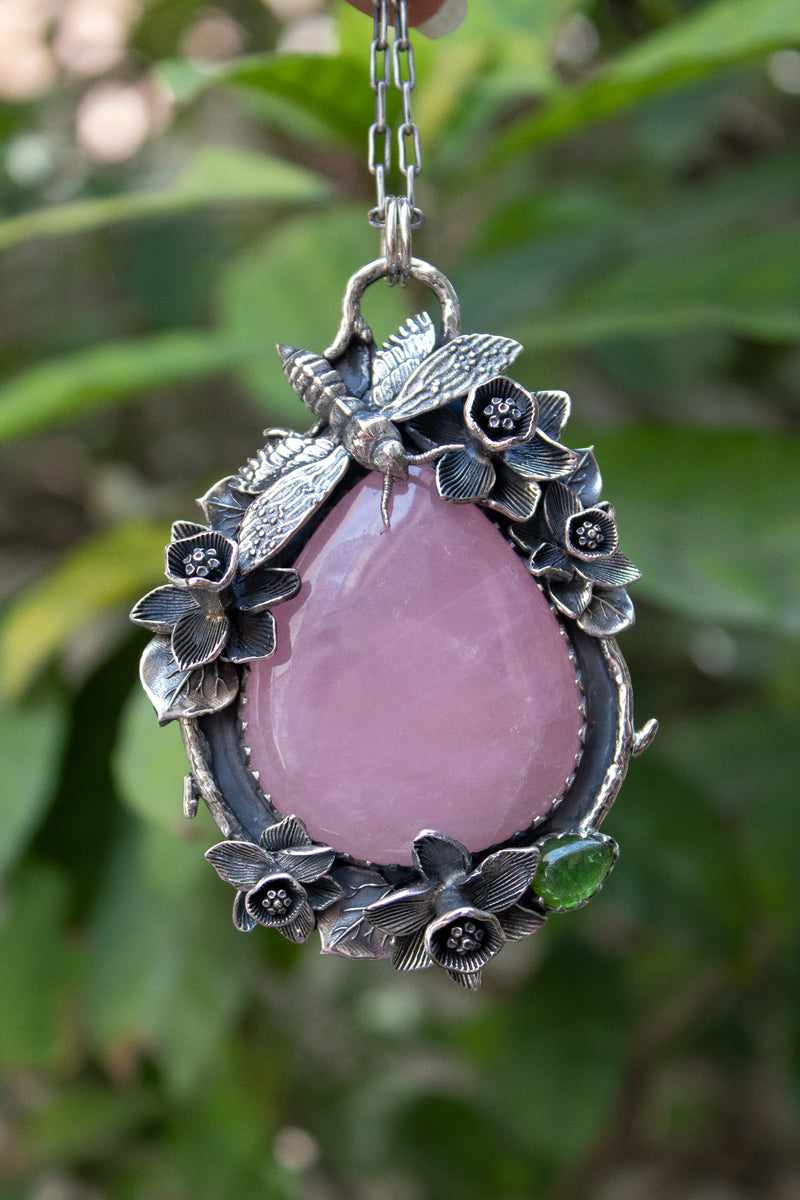Garden of Quiet Bloom: Rose Quartz Pendant, AP- 7805