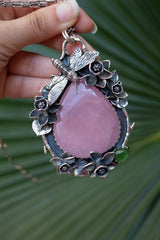 Garden of Quiet Bloom: Rose Quartz Pendant, AP- 7805