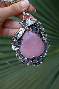 Garden of Quiet Bloom: Rose Quartz Pendant, AP- 7805