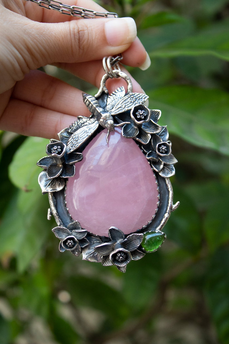 Garden of Quiet Bloom: Rose Quartz Pendant, AP- 7805