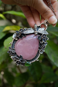 Garden of Quiet Bloom: Rose Quartz Pendant, AP- 7805
