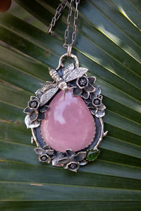 Garden of Quiet Bloom: Rose Quartz Pendant, AP- 7805