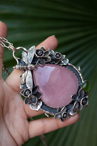 Garden of Quiet Bloom: Rose Quartz Pendant, AP- 7805