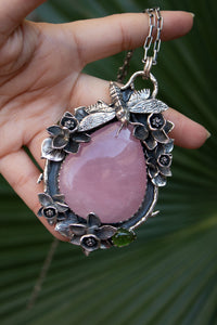 Garden of Quiet Bloom: Rose Quartz Pendant, AP- 7805
