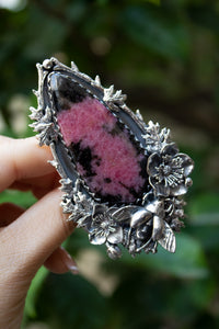 Anillo de rodonita, anillo de plata esterlina de rodonita, anillo de piedra de rodonita natural, joyería de rodonita hecha a mano AR-1238