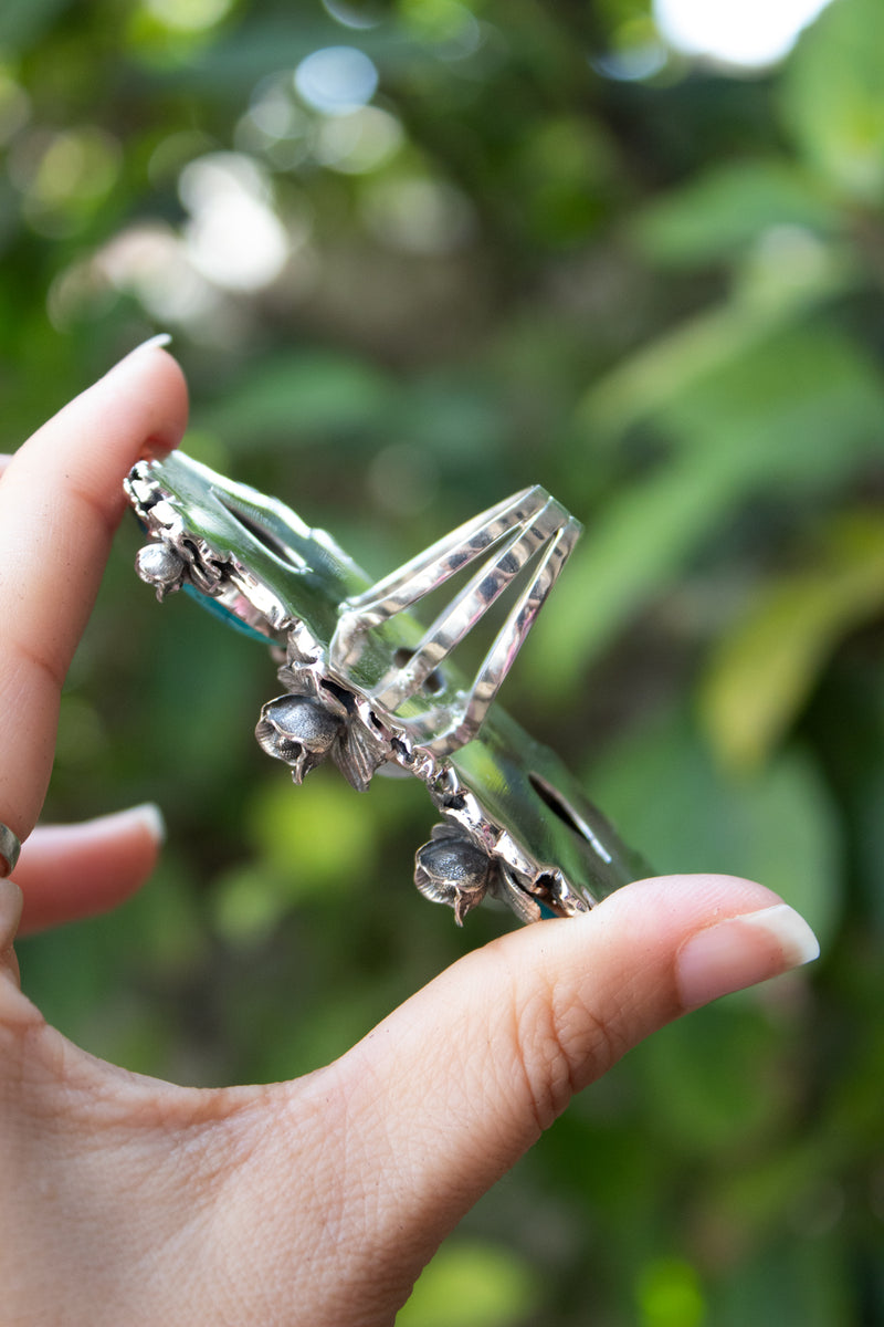 Desert Bloom Trinity: Turquoise & Moonstone Ring, AR-7810