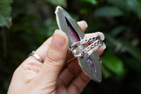 Thulite & Moonstone Ring with Humming Bird, AR-6654