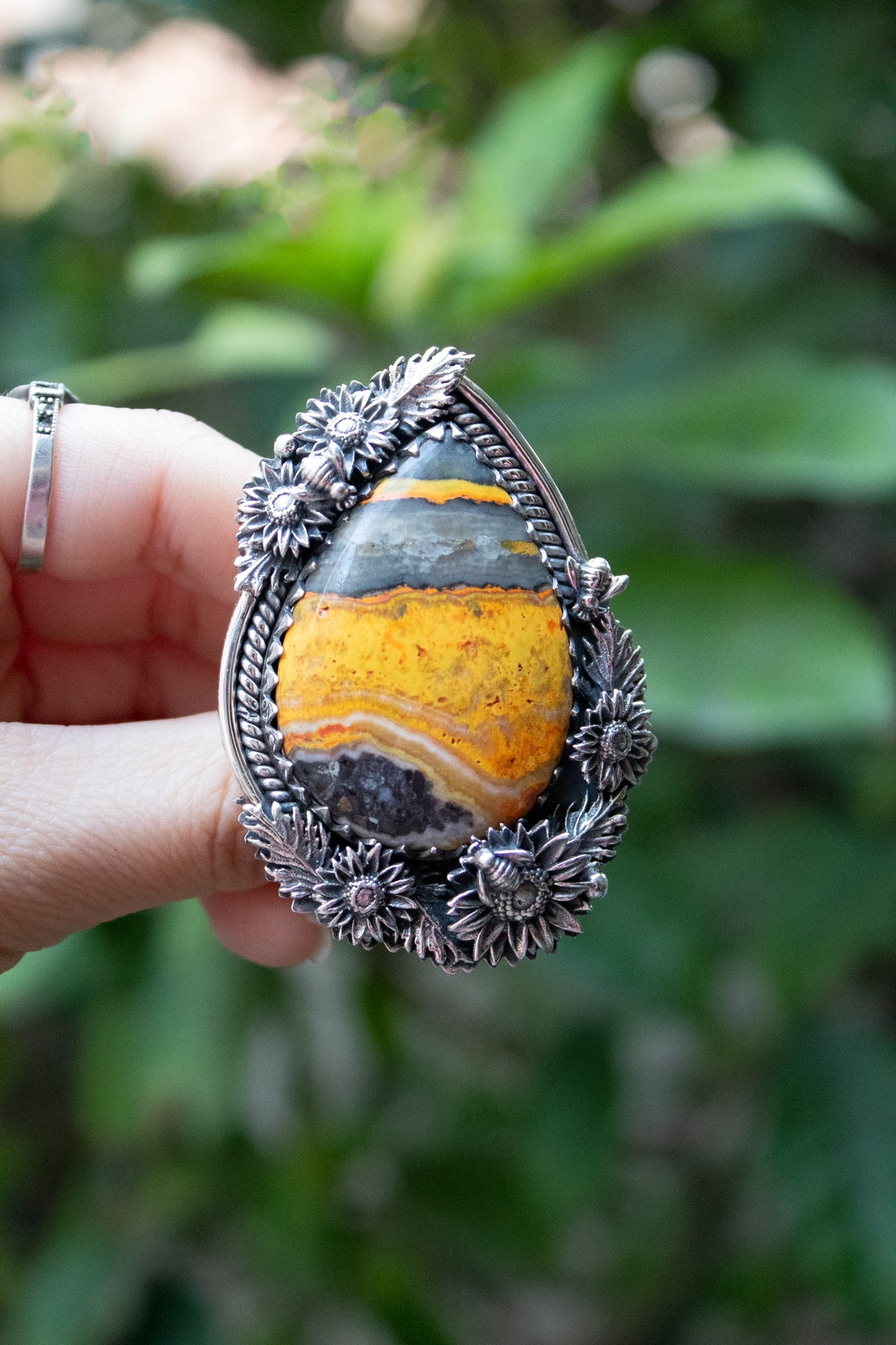 Golden Sunfield: Bumble Bee Jasper Ring, AR-7812
