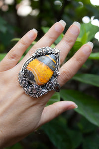 Golden Sunfield: Bumble Bee Jasper Ring, AR-7812