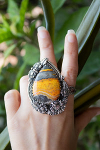 Golden Sunfield: Bumble Bee Jasper Ring, AR-7812