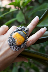 Golden Sunfield: Bumble Bee Jasper Ring, AR-7812