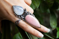 Pink Opal & Moonstone Ring, Star fish Ring, AR-6668