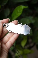Forest Omen Crow Pendant- Green Tourmaline & Moonstone AP-7790