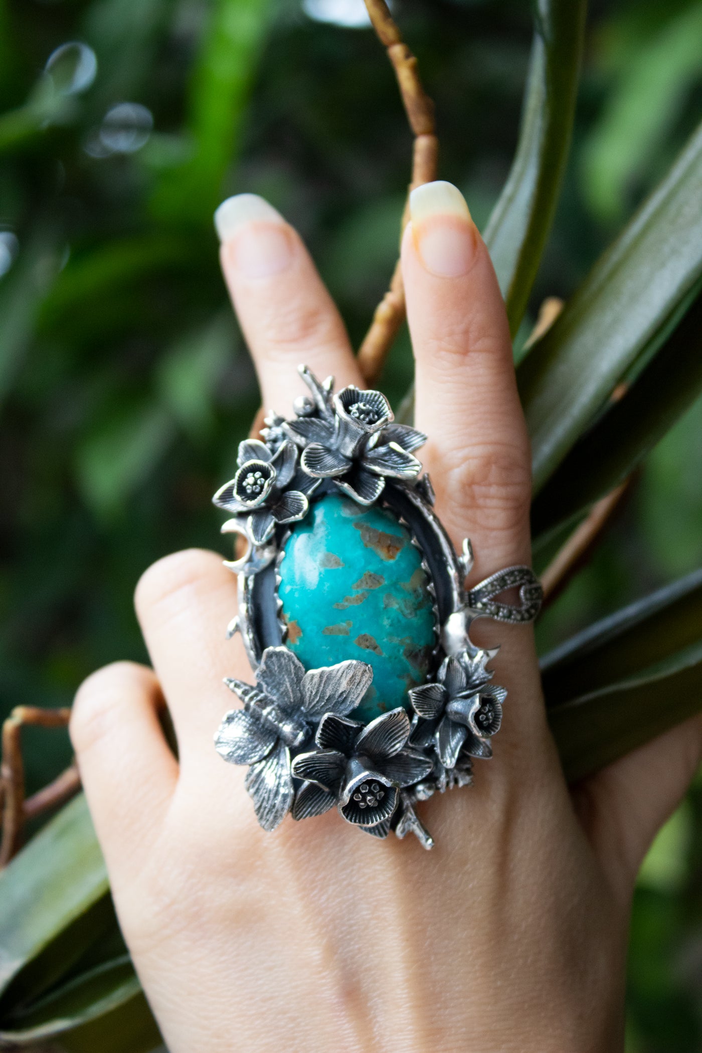 Verdant Bloom Relic: Arizona Turquoise Ring, AR-7799