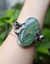 Blossoming Elegance: Prehnite Cuff Bracelet, AB-7028