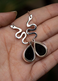 Black Onyx Snake Earrings AE-6647